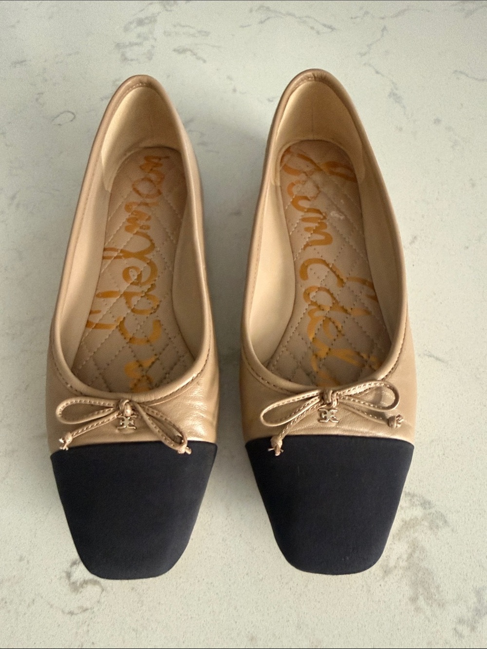 Sam Edelman Marley Tan/Black Toe Cap Ballet Flat - Size 7